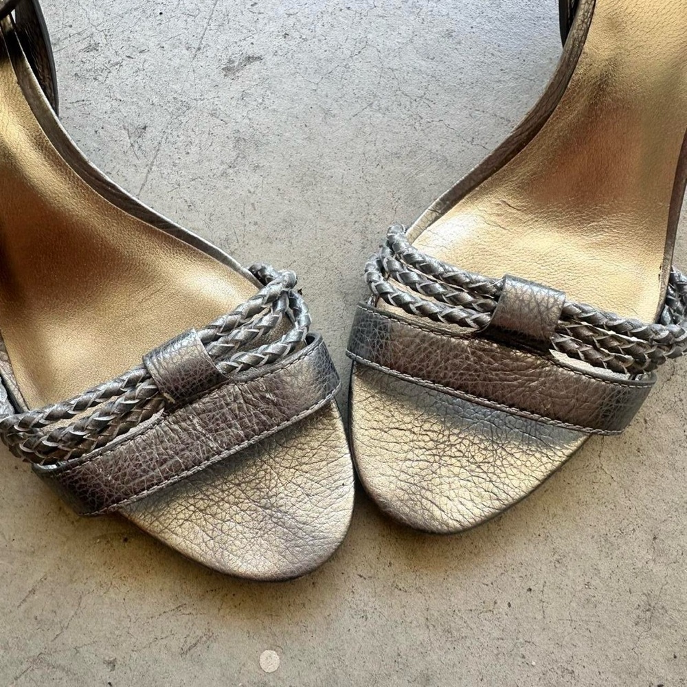 Coach Silver Strappy Ankle Strap Heels - Picture 3 of 7